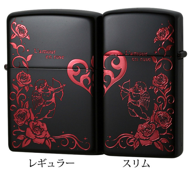 Zippo ジッポー エンジェルローズペア ARP-3（イオンブラックマット）