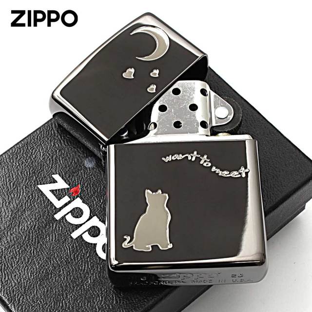 Zippo ジッポー ネコ 猫 Cat 月 Moon シルエット ブラック