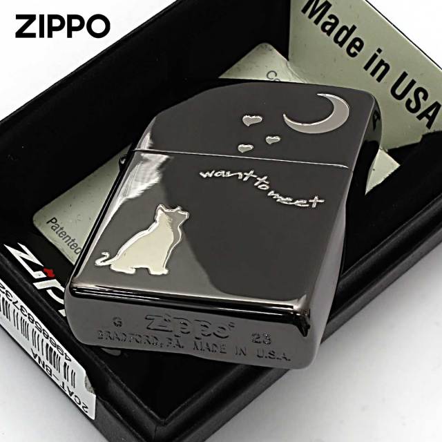 新品 ぞうねこオリジナル ジャケット ブラック M-L Zippo ジッポー ネコ 猫 Cat 月 Moon シルエット ブラック