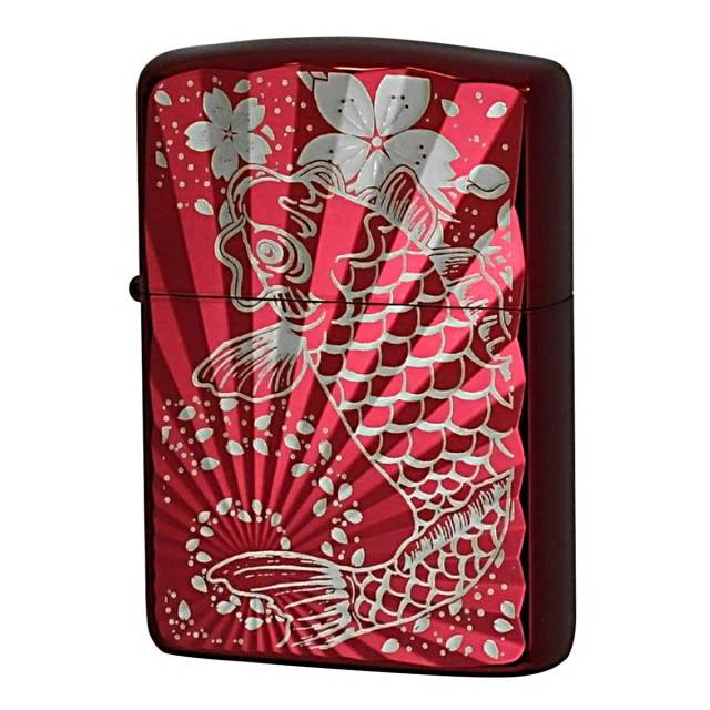 Zippo ジッポー 鯉 カープ 鯉桜 レッドイオンコーティング Carp & Cherry blossoms 162KS-RD