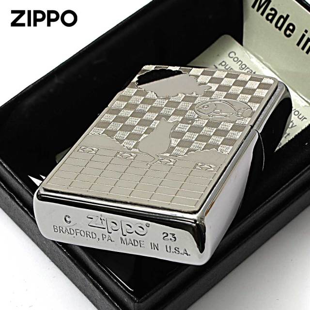 Zippo ジッポー ネコ 猫 Cat 雲 ＃200 メタルプレート ニッケルメッキ