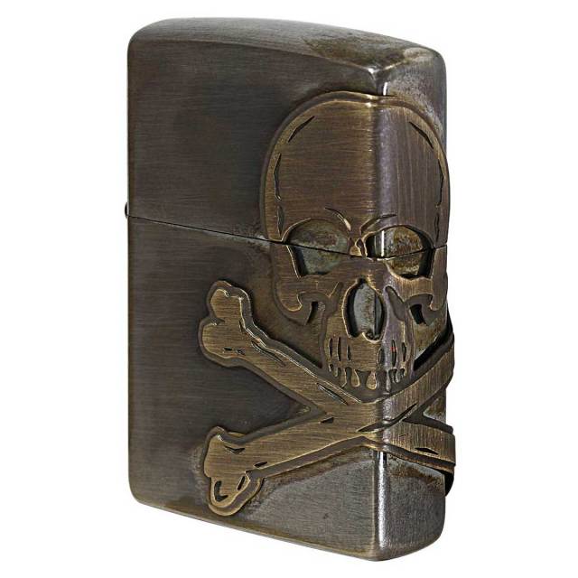 Zippo ジッポー スカル ドクロ 骸骨 アンティークスカル ニッケル古美 3面連続メタル Antique Skull  2AB-SKULL