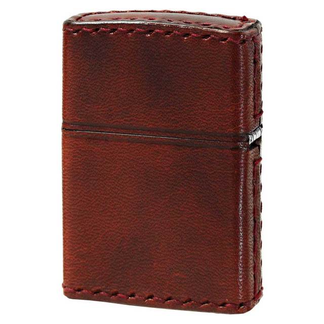 Zippo ジッポー 牛革巻き クロス 十字架 Cross ダメージレッド