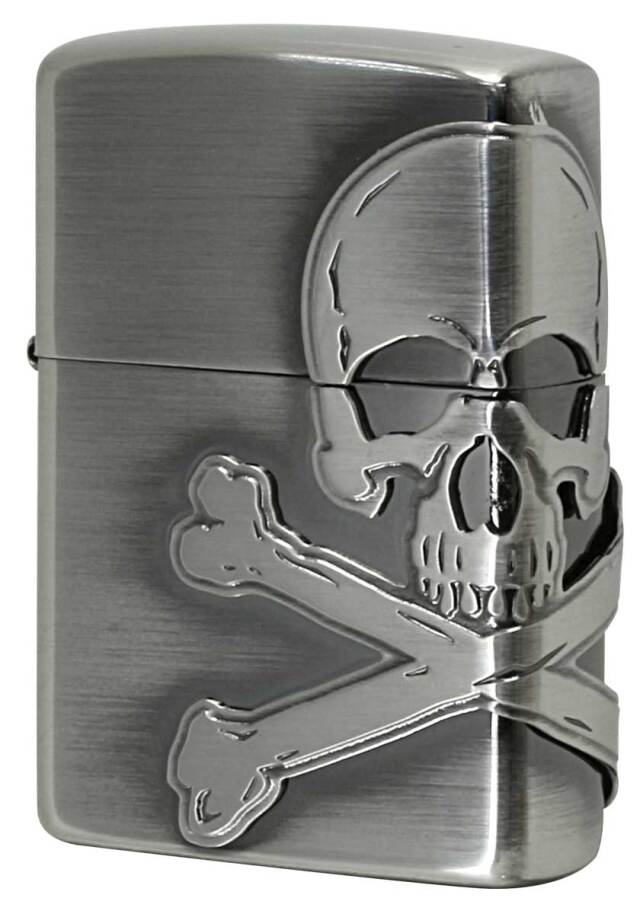 Zippo ジッポー SKULL Metal Nickel Atique Finish スカルメタル ニッケル古美 2NI-SKULL