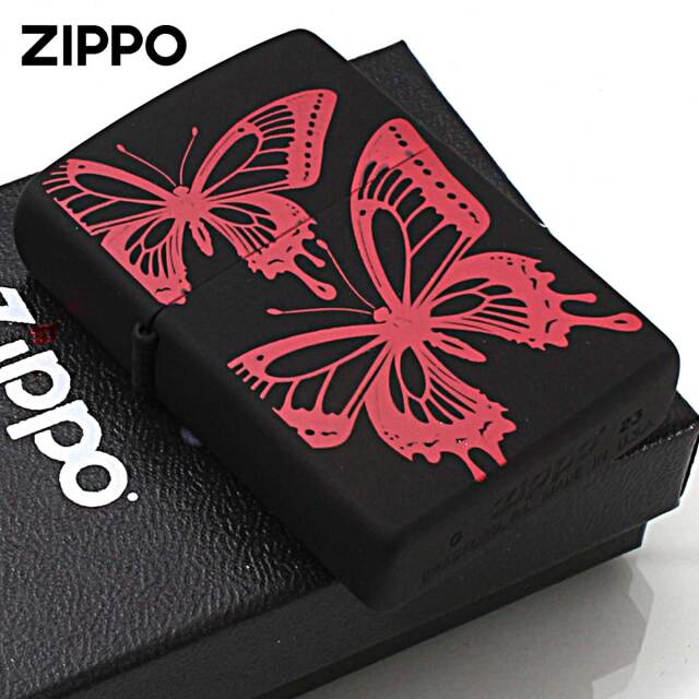蝶エルメス【ほぼ新品・箱入り】シエスタ22.5cmプレート2枚セット Zippo ジッポー 蝶々 バタフライ レッド Butterfly Series 2BTF