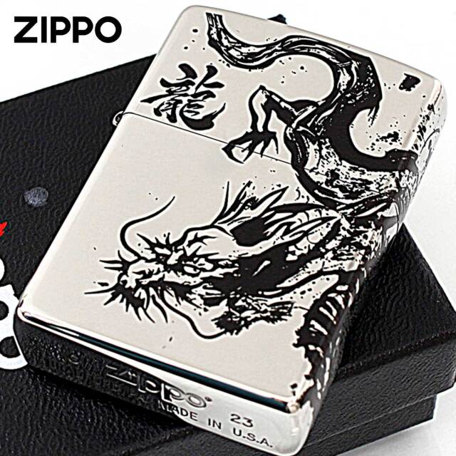 Zippo ジッポー ドラゴン 龍虎 墨絵繋ぎ絵 シルバー 龍NI｜Zippo専門店