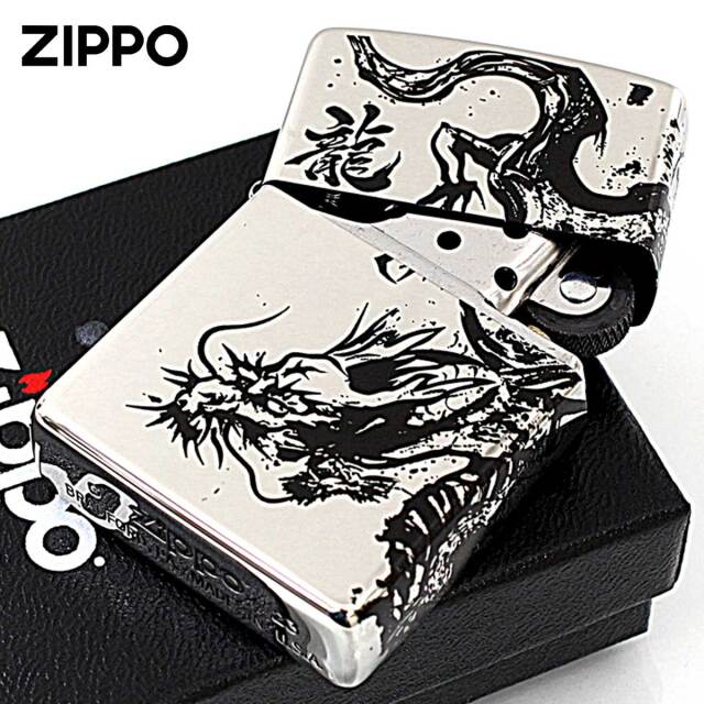 Zippo ジッポー ドラゴン 龍虎 墨絵繋ぎ絵 シルバー 龍NI｜Zippo専門店