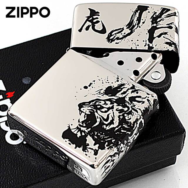 Zippo ジッポー タイガー 龍虎 墨絵繋ぎ絵 シルバー 虎NI｜Zippo専門店