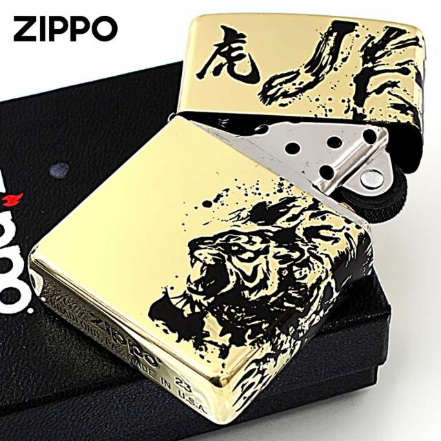 Zippo ジッポー タイガー 龍虎 墨絵繋ぎ絵 ブラス 虎BI｜Zippo専門店