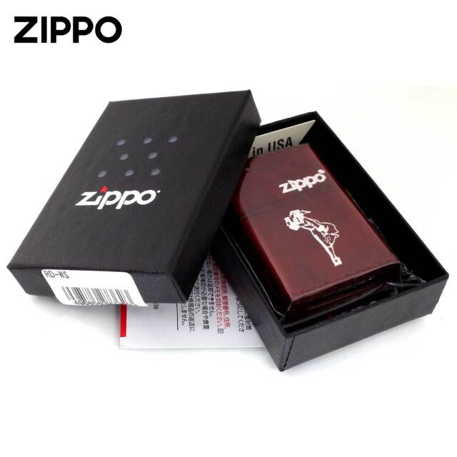 Zippo ジッポー 革巻き ウインディ 銀箔押し レッド RD-WS