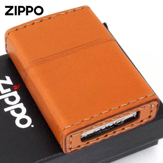 Zippo ジッポー 革巻き ウインディ 金箔押し キャメル LB-WG｜Zippo