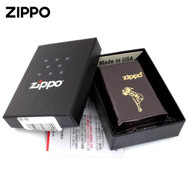 Zippo ジッポー 革巻き ウインディ 金箔押し ダークブラウン DB-WG