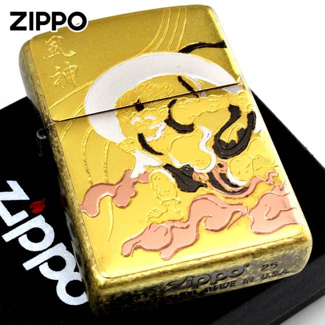 Zippo ジッポー 電鋳板 プレート貼り 和柄 伝統工芸 風神｜Zippo専門店