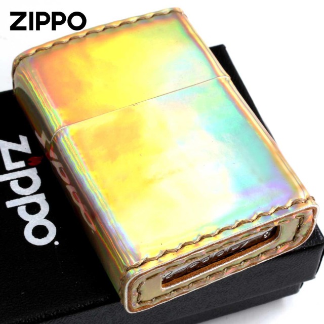 Zippo ジッポー Aurora color オーロラカラー 合皮巻き ZAU-ゴールド