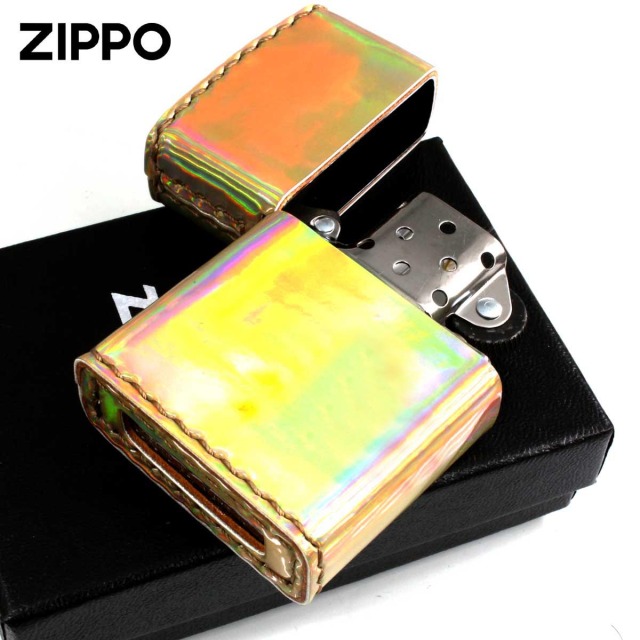 Zippo ジッポー Aurora color オーロラカラー 合皮巻き ZAU-ゴールド