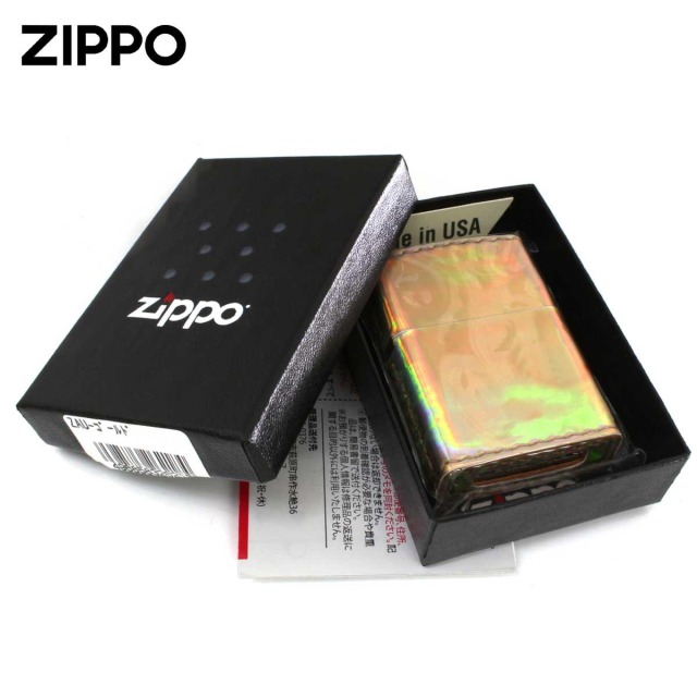 Zippo ジッポー Aurora color オーロラカラー 合皮巻き ZAU-ゴールド