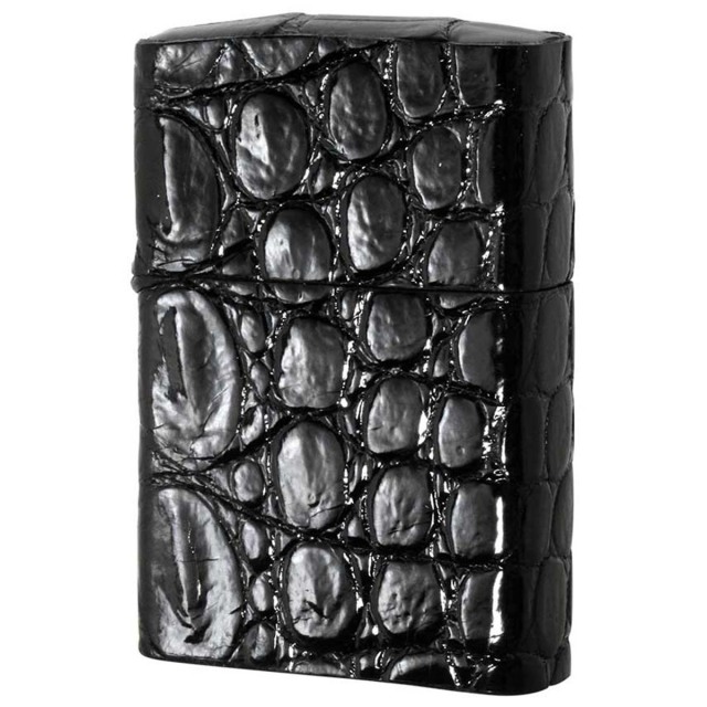 Zippo ジッポー 革巻き 本革 クロコダイル ワニ 黒 ブラック