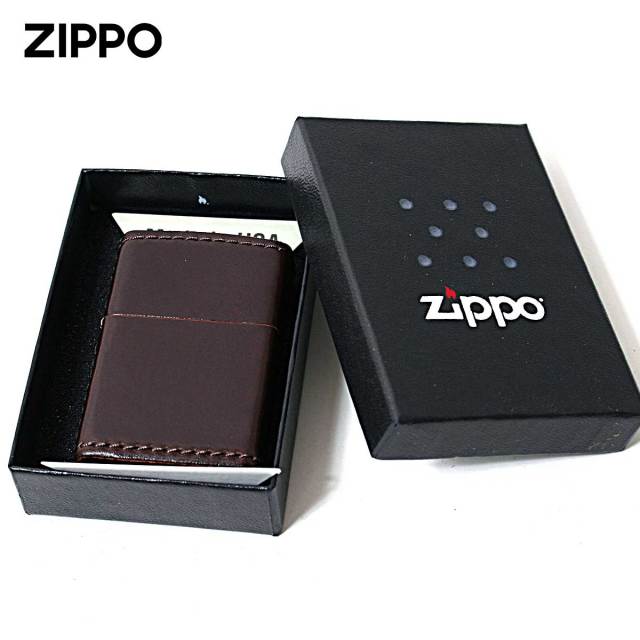 ジッポーライター： Zippo 革巻き コードバン 【無地】 馬 本