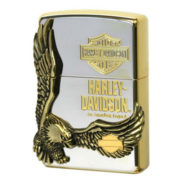 Zippo ジッポー ハーレーダビッドソン 日本限定モデル バイク 二輪 モーターサイクル  Harley Davidson シルバーゴールドミラー メタル オフィシャルライセンス品 HDP-17
