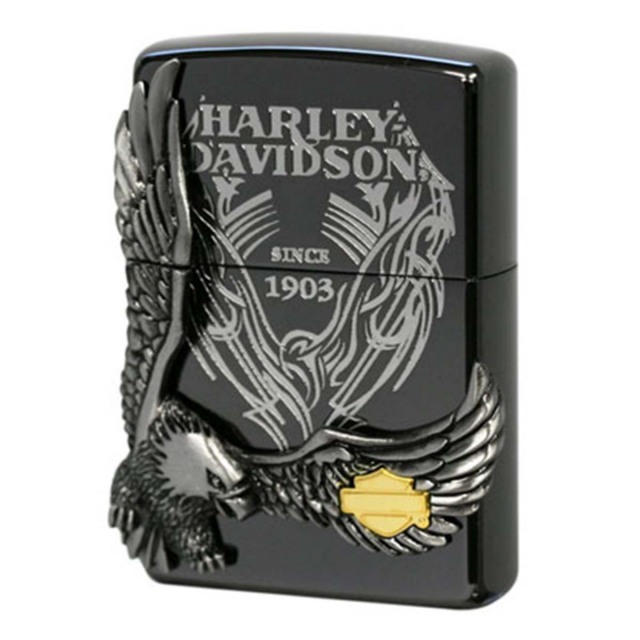 Zippo ジッポー ハーレーダビッドソン 日本限定モデル バイク 二輪 モーターサイクル  Harley Davidson ブラックイオンコーティング メタル オフィシャルライセンス品 HDP-18