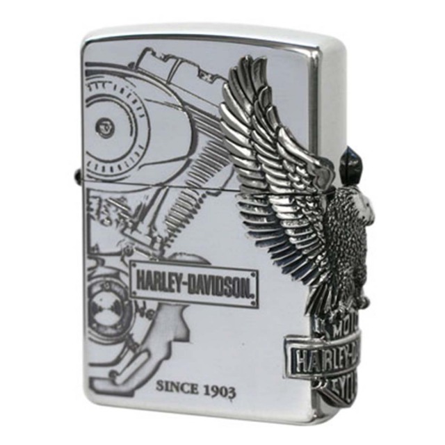 Zippo ジッポー ハーレーダビッドソン 日本限定モデル バイク 二輪 モーターサイクル  Harley Davidson シルバーいぶし サイドメタル オフィシャルライセンス品 HDP-3