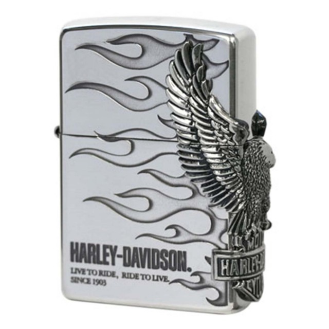 Zippo ジッポー ハーレーダビッドソン 日本限定モデル バイク 二輪 モーターサイクル  Harley Davidson シルバーいぶし サイドメタル オフィシャルライセンス品 HDP-4