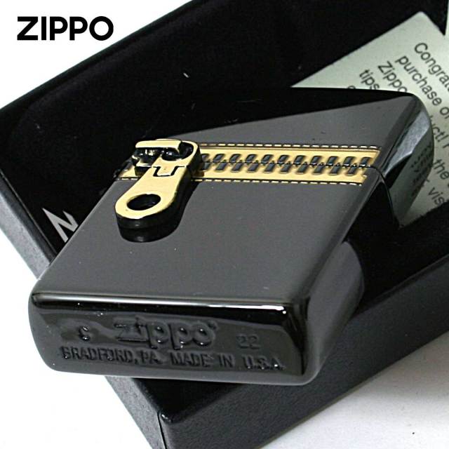 アクセサリー ZIPPO 新品正規品】ZIPPO ジッパー イオンブラック 金メッキ メタル