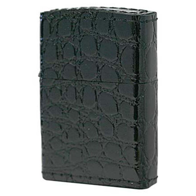 Zippo ジッポー 革巻き 本革 クロコダイル ワニ 黒 ブラック