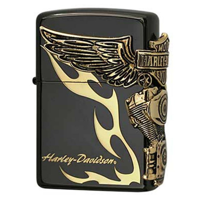 Zippo ジッポー ハーレーダビッドソン 日本限定モデル バイク 二輪 モーターサイクル  Harley Davidson ブラックイオンコーティング メタル オフィシャルライセンス品 HDP-24