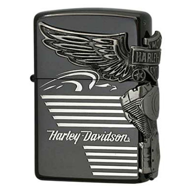 Zippo ジッポー ハーレーダビッドソン 日本限定モデル バイク 二輪 モーターサイクル  Harley Davidson ブラックイオンコーティング メタル オフィシャルライセンス品 HDP-25