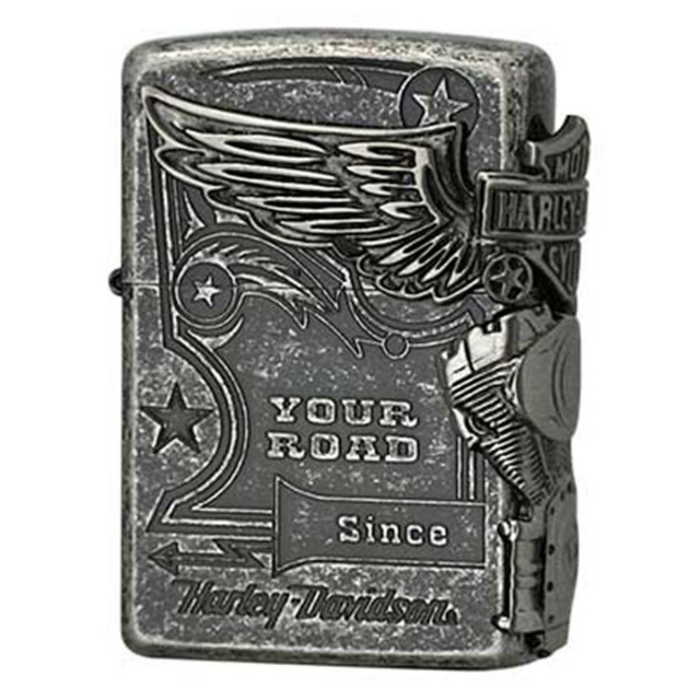 Zippo ジッポー ハーレーダビッドソン 日本限定モデル バイク 二輪 モーターサイクル  Harley Davidson シルバーいぶし バレル メタル オフィシャルライセンス品 HDP-28