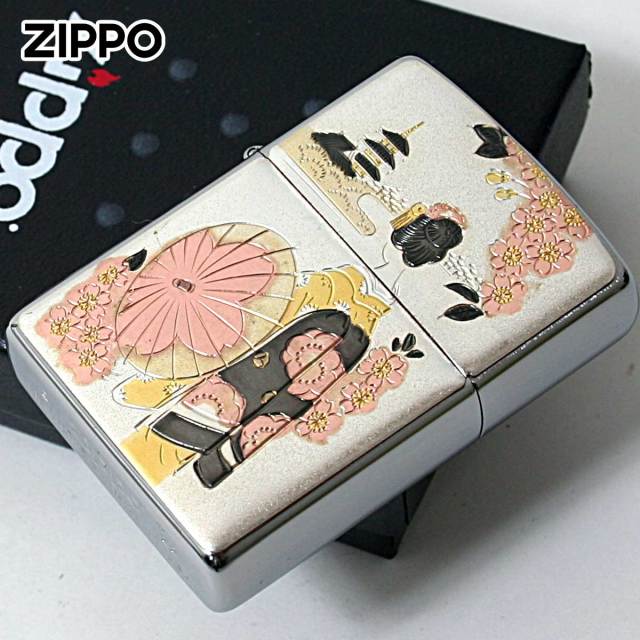 Zippo ジッポー 電鋳板 プレート貼り 和柄 伝統工芸 舞妓 メール便可