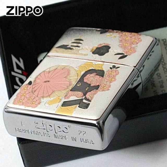 Zippo ジッポー 電鋳板 プレート貼り 和柄 伝統工芸 舞妓 メール