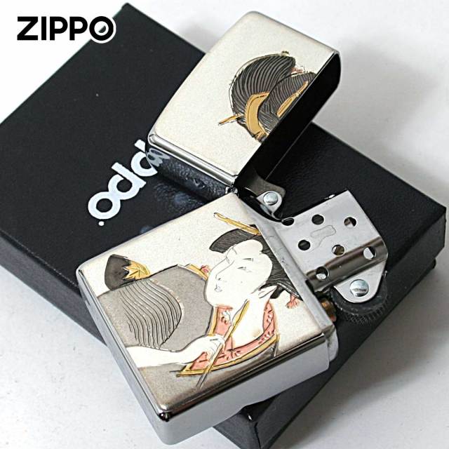 Zippo ジッポー 電鋳板 プレート貼り 和柄 伝統工芸 浮世絵 メール便可