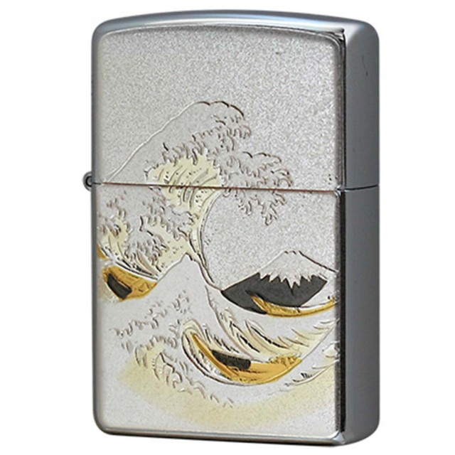 Zippo ジッポー 電鋳板 プレート貼り 和柄 伝統工芸 波富士 メール便可