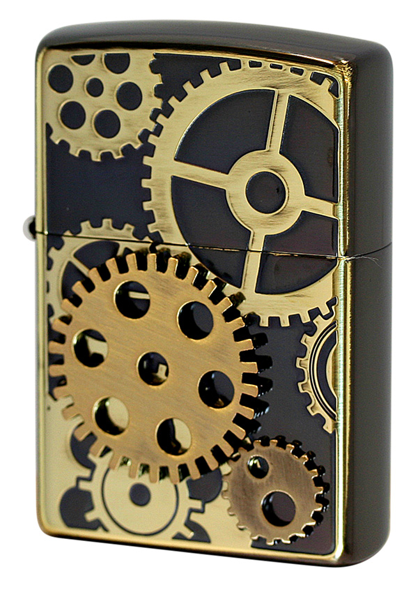 希少 ZIPPO ジッポ ギアモチーフ ハンドメイド 珍品 ジッポ 箱付き 希少 ZIPPO ジッポ リボルバーデザイン 拳銃モチーフ