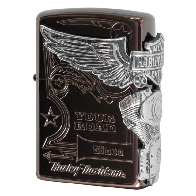 Zippo ジッポー ハーレーダビッドソン 日本限定モデル バイク 二輪 モーターサイクル  Harley Davidson チタンブラウンメタル オフィシャルライセンス品 HDP-49