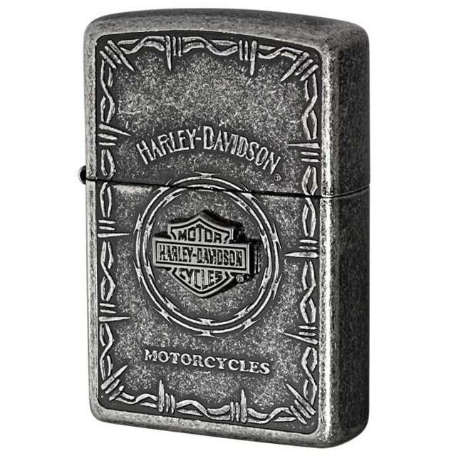 Zippo ジッポー ハーレーダビッドソン 日本限定モデル バイク 二輪 モーターサイクル  Harley Davidson シルバーいぶしバレル エスメタル バー＆シールド オフィシャルライセンス品 HDP-68