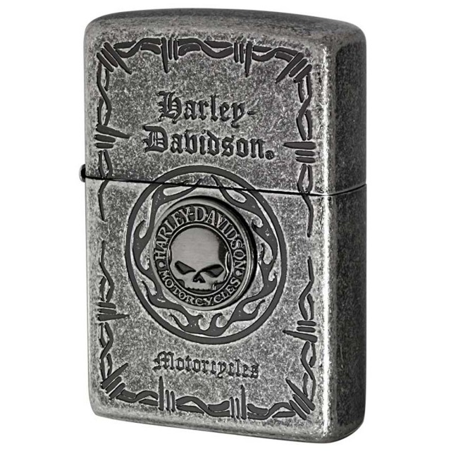 Zippo ジッポー ハーレーダビッドソン 日本限定モデル バイク 二輪 モーターサイクル  Harley Davidson シルバーいぶしバレル エスメタル スカル オフィシャルライセンス品 HDP-70