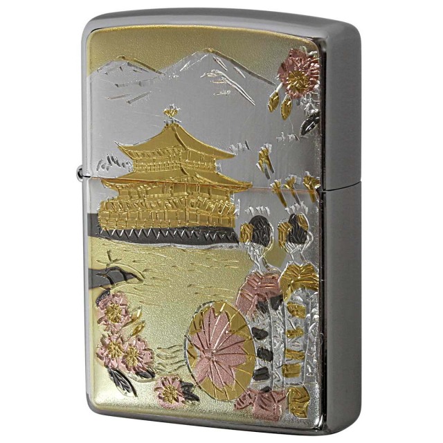 Zippo ジッポー 電鋳板 プレート貼り 和柄 伝統工芸 金閣寺 KINKAKUJI メール便可
