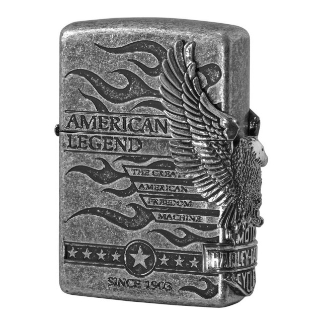 Zippo ジッポー ハーレーダビッドソン 日本限定モデル バイク 二輪 モーターサイクル  Harley Davidson シルバーいぶしバレル サイドメタル オフィシャルライセンス品 HDP-74