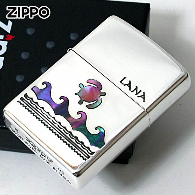 Zippo ジッポー ハワイ 亀 海 ハワイアン シェル 貝 インレイ 象嵌