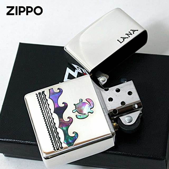 ZIPPO ライター ハワイアン ジッポ LANA 天然シェル シルバー