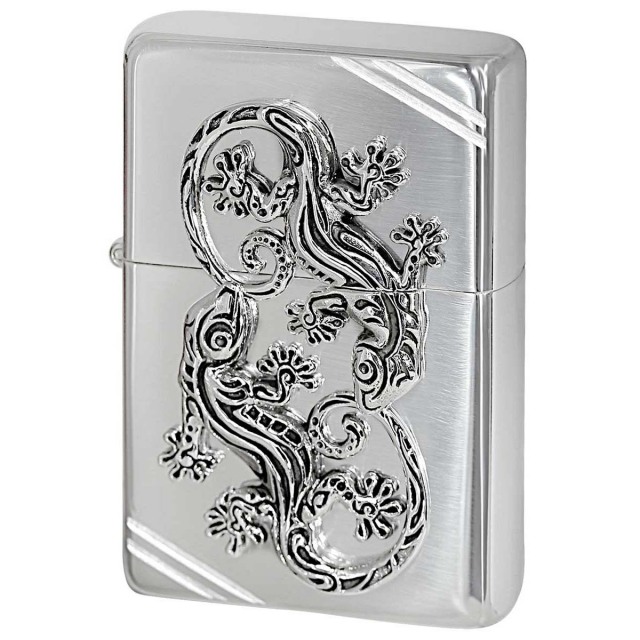 Zippo ジッポー 純銀 スターリングシルバー ラッキーチャーム LUCKY CHARM Sterling Silver 925 No.14 ダイヤゴナルライン ゲッコー