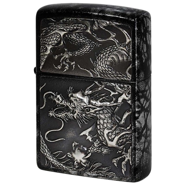Zippo ジッポー 龍 ドラゴン 鼈甲塗り 伝統工芸 ライズメタル 鼈甲塗り 銀龍 RISE METAL 亀甲 銀