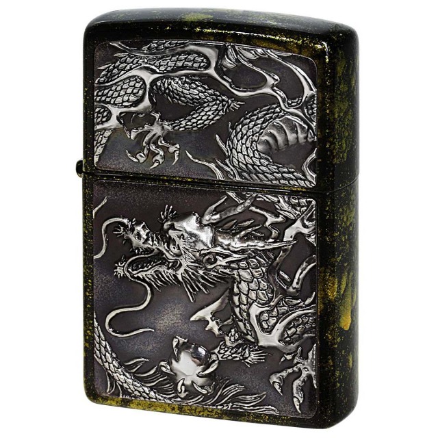 Zippo ジッポー 龍 ドラゴン 鼈甲塗り 伝統工芸 ライズメタル 鼈甲塗り 銀龍 RISE METAL 亀甲 金
