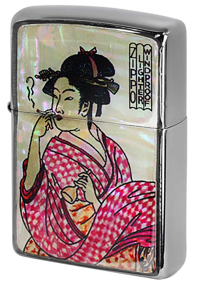 Zippo ジッポー 浮世絵 貝貼りエポ 煙を吹く女 メール便可