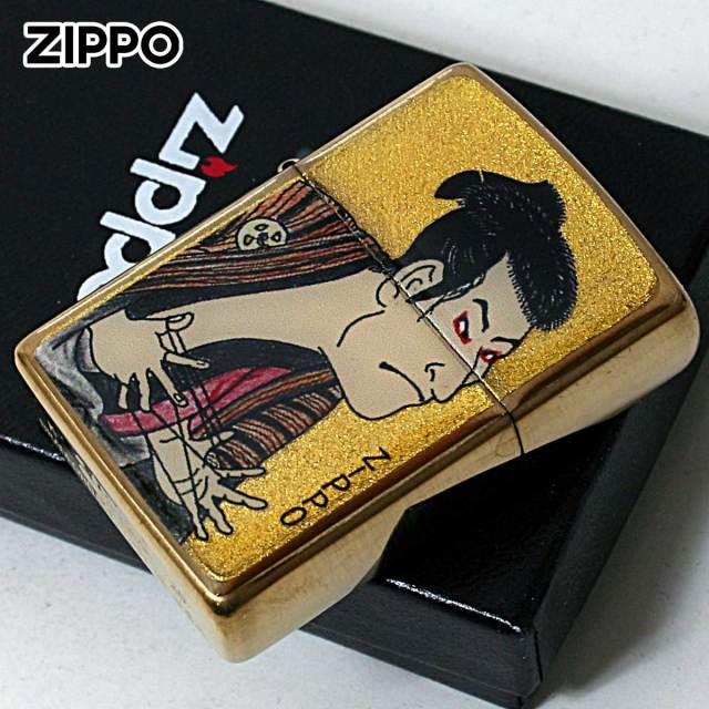 Zippo ジッポー 浮世絵 綾取り役者 金箔エポ盛り 江戸時代 絵画 アート