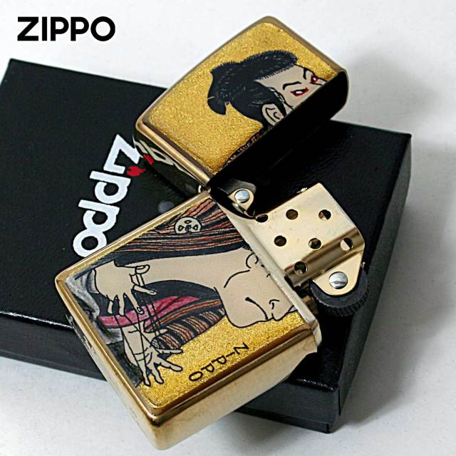 Zippo ジッポー 浮世絵 綾取り役者 金箔エポ盛り 江戸時代 絵画 アート