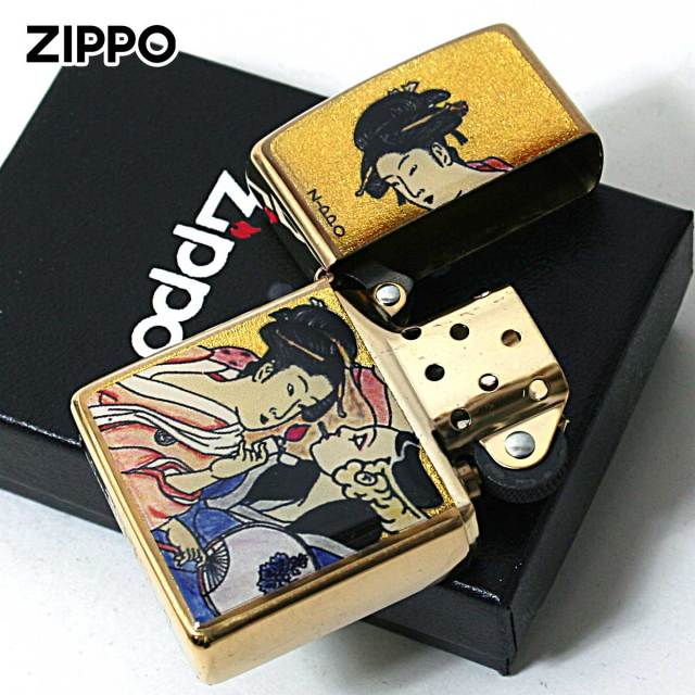 Zippo ジッポー 浮世絵 三美人 金箔エポ盛り 江戸時代 絵画 アート 三